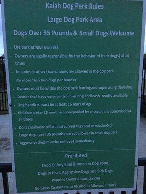 Large Dog Park Rules