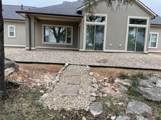 River rock installed with boulders