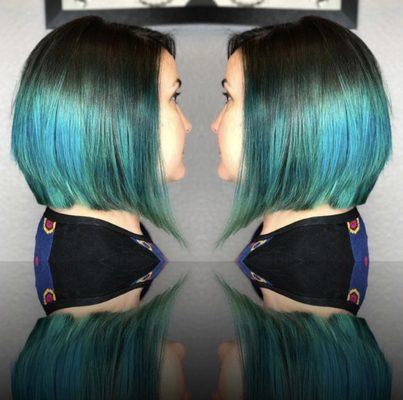 Teal balayage