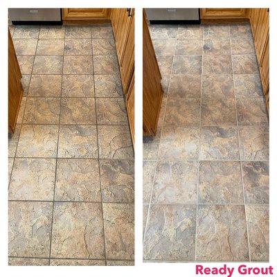 Kitchen tile floor- deep cleaned,sealed, stained.