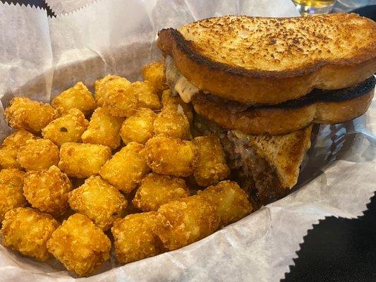 Patty melt and tots