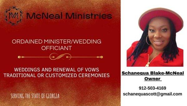 Make beautiful memories on your wedding day with McNeal Ministries Wedding Officiant Services!!! Contact me today.