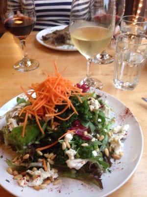 starter size kale salad with Riesling