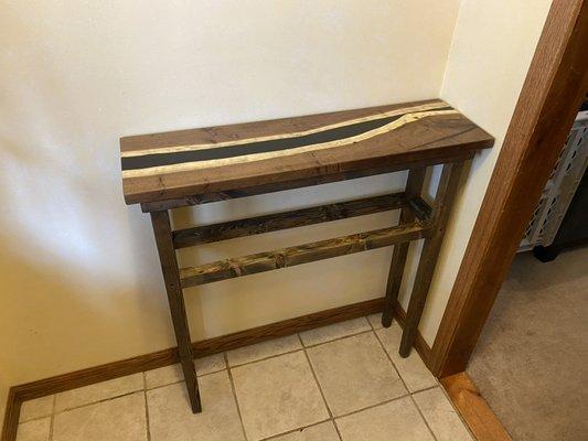 Black Walnut and Black Epoxy Entry Table