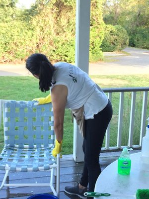 Weather permitting we are still washing patio furniture. Getting it ready for winter close ups.