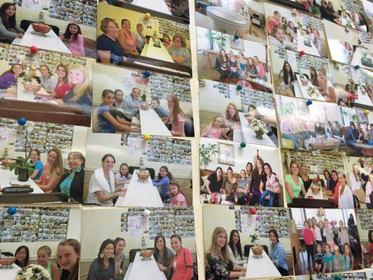 A wall of pictures of happy customers!