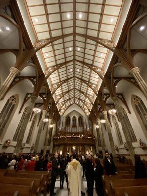 Looking towards the back and the choir loft