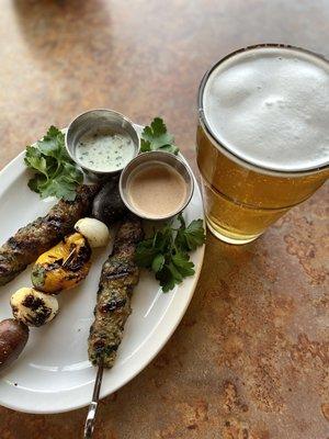 Turkish lamb kebaps and fresh beer