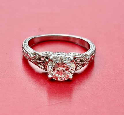 Custom engagement ring designed and crafted by Michael F & Company.  Worked with Elina on this.