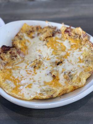 Omelet with Italian sausage.