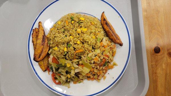 Guyanese fried rice, Saltfish and plantains