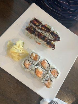 Eel roll and Spicy Salmon roll