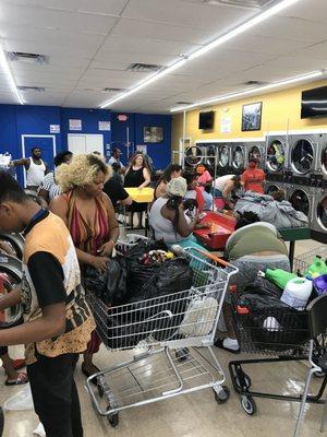 Inside laundromat