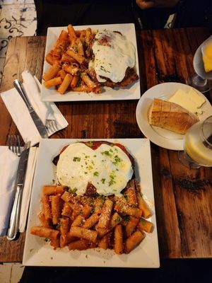 I got the eggplant parm, and my husband got the chicken parm