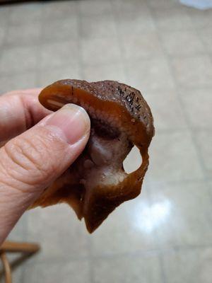 Ordered pig ear for take out. When we opened it, it got so much hair that it's disgusting!