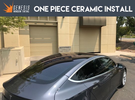 Ceramic Window Tinting - Tesla Model 3 one piece install