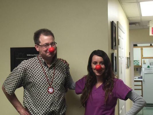 Dr. Mark and Alicia love their red nose