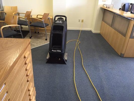 Cleaning a 3300 sq ft carpet on the 5th floor of an office building