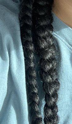 Frizzy braids looks like they need to be taken out not like they were freshly braided