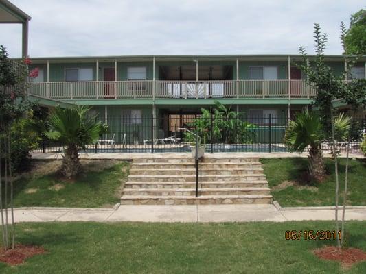 Steps leading to pool