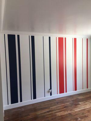 Custom wall strips on this interior paint