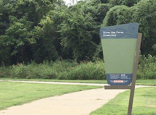 The park connects to the River Des Peres Greenway and provides parking for cyclists and walkers.