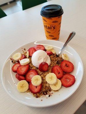 Acai bowl and a latte