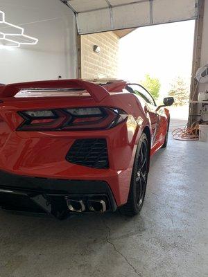 Rob's C-8 in for a detail wash 3 weeks after clear bra and ceramic coating!