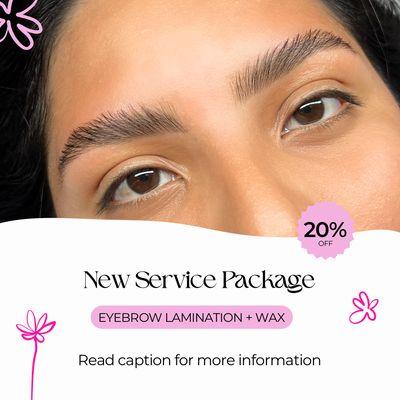 book a brow lamination and wax for $63 until the end of March