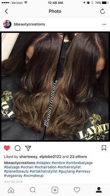 Brunette balayage hair painting