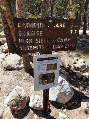 Signs to stay on trail.