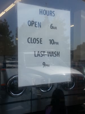 Updated Hours of Operation
   7 Days a Week
   6 AM - 10 PM
   Last Wash 9 PM