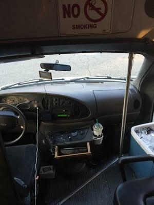 That ice chest is where he stored our drinks, we also had to supply the ice. The audio cable is how they ran the sound system in the bus