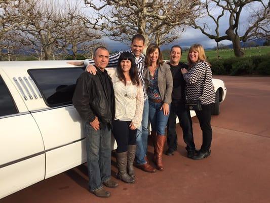 Outside the limo at a winery