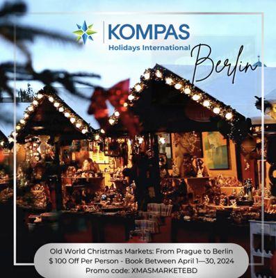 Save $100 per person! Contact your Travel Advisor or visit our website:  www.kompas.net