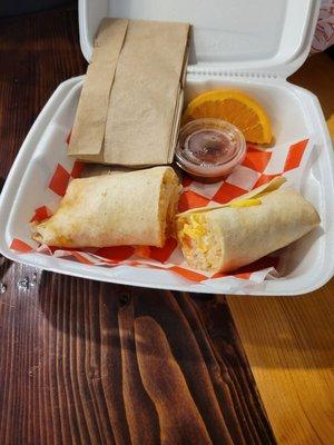 Breakfast burrito with chicken