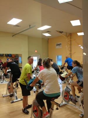 Some instruction from Jason during Spinning!