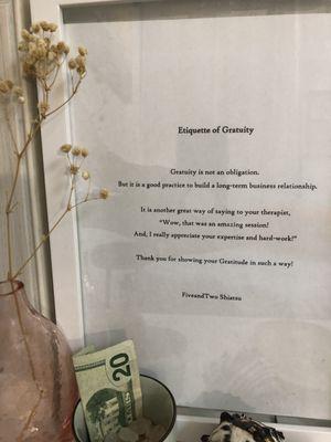 Etiquette of Gratuity  ~~