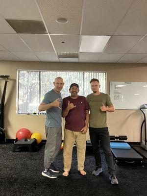 Complete Performance Center, Dr. Christian on the left client/myself in the middle and physical therapist on the right.