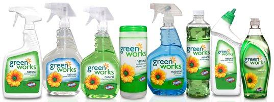 We mostly use eco-friendly non-toxic products from well know green companies like Green Works and Simply Green