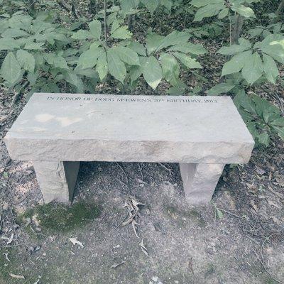 Cute little bench dedicated to Doug McEwens on his 70th birthday