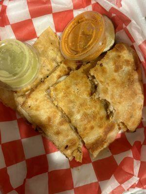 Chicken and cheese quesadilla had great flavor also.