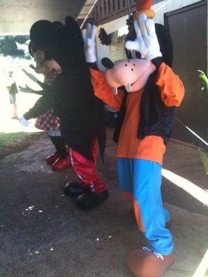 Goofy, Minnie & Mickey dancing at the party!