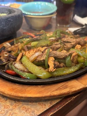 Chicken and steak fajitas