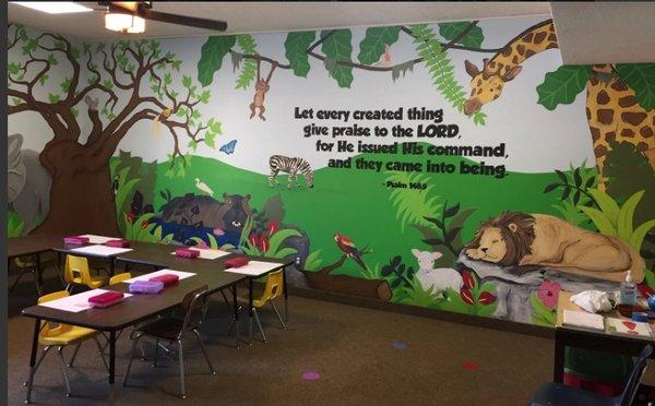 One of our kid's Sunday school rooms. We are fully staffed for ages K-6 every Sunday morning with great kids lessons and activities!