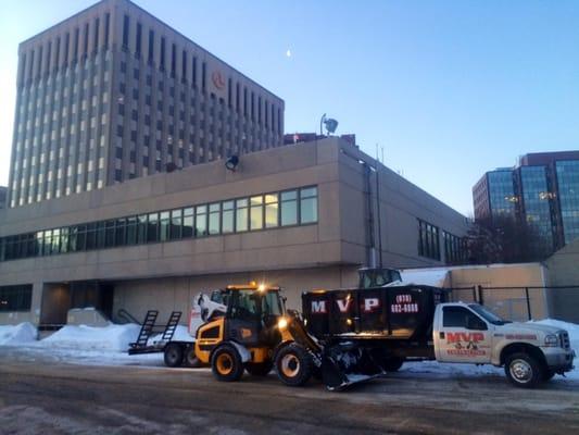 Night time Snow Removal at the National Transit building in Cambridge, MA. Keeping it Clean!