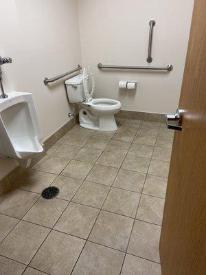 Sink, urinal, toilet, floor cleaning.