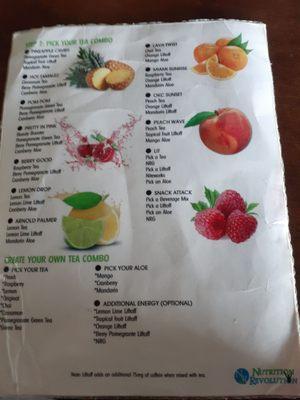 Tea menu