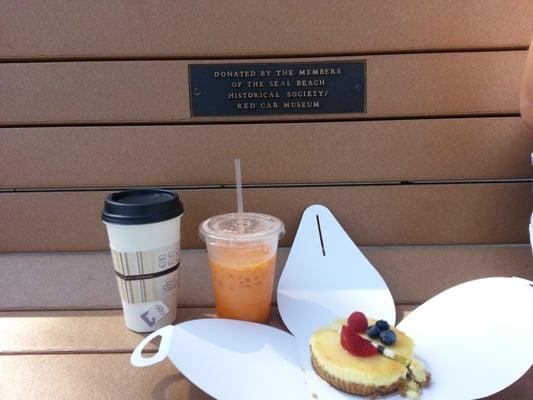 Bench dedication with our English tea, Thai tea and passion cheesecake (La Crema cafe).