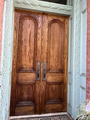 Historic oak door restoration and refinishing